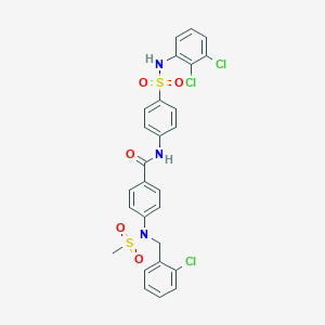 molecular formula C27H22Cl3N3O5S2 B423842 4-[(2-chlorobenzyl)(methylsulfonyl)amino]-N-{4-[(2,3-dichloroanilino)sulfonyl]phenyl}benzamide 