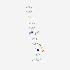 4-{[3,4-dimethyl(methylsulfonyl)anilino]methyl}-N-{4-[(phenylsulfanyl)methyl]phenyl}benzamide