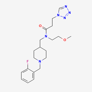 molecular formula C20H29FN6O2 B4238448 N-{[1-(2-fluorobenzyl)-4-piperidinyl]methyl}-N-(2-methoxyethyl)-3-(1H-tetrazol-1-yl)propanamide 