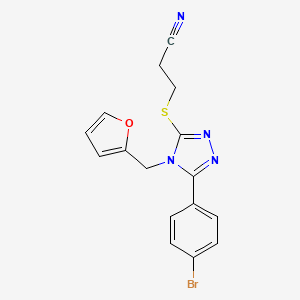3-{[5-(4-bromophenyl)-4-(2-furylmethyl)-4H-1,2,4-triazol-3-yl]thio}propanenitrile