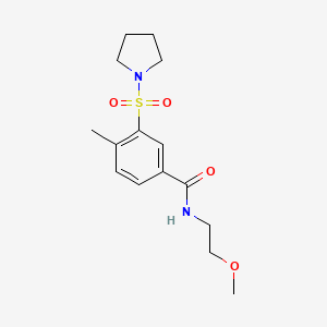 molecular formula C15H22N2O4S B4238472 N-(2-methoxyethyl)-4-methyl-3-(1-pyrrolidinylsulfonyl)benzamide 