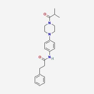 molecular formula C23H29N3O2 B4238502 N-[4-(4-isobutyryl-1-piperazinyl)phenyl]-3-phenylpropanamide 