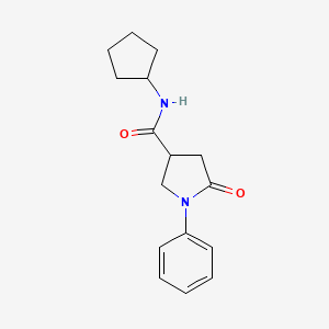 molecular formula C16H20N2O2 B4238503 N-cyclopentyl-5-oxo-1-phenyl-3-pyrrolidinecarboxamide 