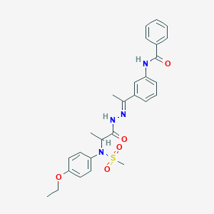 N-[3-(N-{2-[4-ethoxy(methylsulfonyl)anilino]propanoyl}ethanehydrazonoyl)phenyl]benzamide