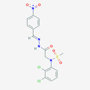 molecular formula C16H14Cl2N4O5S B423852 N-(2,3-dichlorophenyl)-N-[2-(2-{4-nitrobenzylidene}hydrazino)-2-oxoethyl]methanesulfonamide 