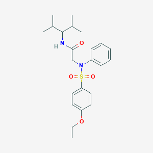 molecular formula C23H32N2O4S B423854 2-{[(4-ethoxyphenyl)sulfonyl]anilino}-N-(1-isopropyl-2-methylpropyl)acetamide 