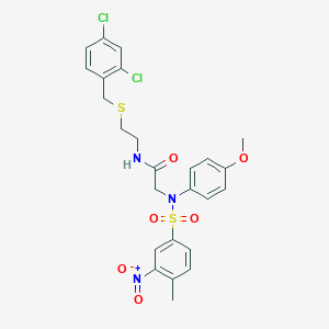 molecular formula C25H25Cl2N3O6S2 B423856 N-{2-[(2,4-dichlorobenzyl)sulfanyl]ethyl}-2-[({3-nitro-4-methylphenyl}sulfonyl)-4-methoxyanilino]acetamide 