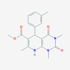 molecular formula C19H21N3O4 B4238577 methyl 1,3,7-trimethyl-5-(3-methylphenyl)-2,4-dioxo-1,2,3,4,5,8-hexahydropyrido[2,3-d]pyrimidine-6-carboxylate 