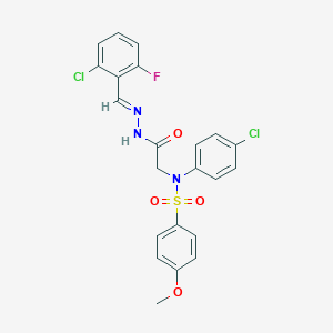 molecular formula C22H18Cl2FN3O4S B423858 N-{2-[2-(2-chloro-6-fluorobenzylidene)hydrazino]-2-oxoethyl}-N-(4-chlorophenyl)-4-methoxybenzenesulfonamide 