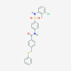 N-{4-[(3-chloro-2-methylanilino)sulfonyl]phenyl}-4-[(phenylsulfanyl)methyl]benzamide