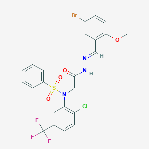 molecular formula C23H18BrClF3N3O4S B423864 N-{2-[2-(5-bromo-2-methoxybenzylidene)hydrazino]-2-oxoethyl}-N-[2-chloro-5-(trifluoromethyl)phenyl]benzenesulfonamide 