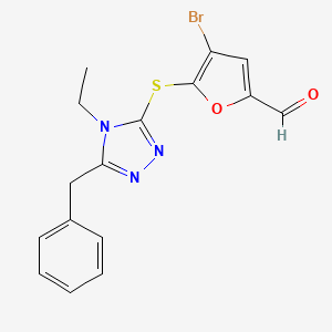 5-[(5-benzyl-4-ethyl-4H-1,2,4-triazol-3-yl)thio]-4-bromo-2-furaldehyde