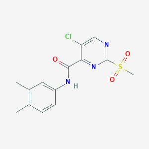 molecular formula C14H14ClN3O3S B4238657 5-chloro-N-(3,4-dimethylphenyl)-2-(methylsulfonyl)-4-pyrimidinecarboxamide 