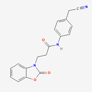 molecular formula C18H15N3O3 B4238659 N-[4-(cyanomethyl)phenyl]-3-(2-oxo-1,3-benzoxazol-3(2H)-yl)propanamide 