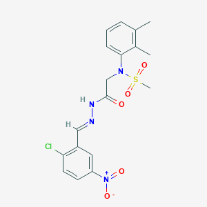 molecular formula C18H19ClN4O5S B423868 N-[2-(2-{2-chloro-5-nitrobenzylidene}hydrazino)-2-oxoethyl]-N-(2,3-dimethylphenyl)methanesulfonamide 