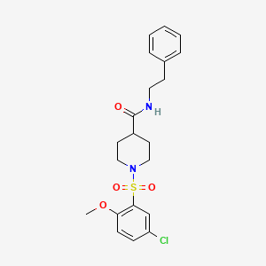 molecular formula C21H25ClN2O4S B4238686 1-[(5-chloro-2-methoxyphenyl)sulfonyl]-N-(2-phenylethyl)-4-piperidinecarboxamide 