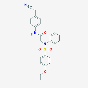 molecular formula C24H23N3O4S B423870 N-[4-(cyanomethyl)phenyl]-2-{[(4-ethoxyphenyl)sulfonyl]anilino}acetamide 