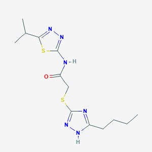 molecular formula C13H20N6OS2 B4238710 2-[(5-butyl-4H-1,2,4-triazol-3-yl)thio]-N-(5-isopropyl-1,3,4-thiadiazol-2-yl)acetamide 