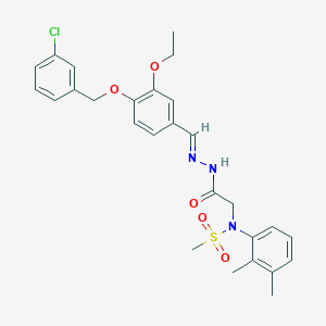 molecular formula C27H30ClN3O5S B423874 N-[2-(2-{4-[(3-chlorobenzyl)oxy]-3-ethoxybenzylidene}hydrazino)-2-oxoethyl]-N-(2,3-dimethylphenyl)methanesulfonamide 