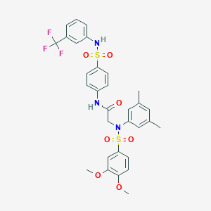 molecular formula C31H30F3N3O7S2 B423876 2-{[(3,4-dimethoxyphenyl)sulfonyl]-3,5-dimethylanilino}-N-(4-{[3-(trifluoromethyl)anilino]sulfonyl}phenyl)acetamide 