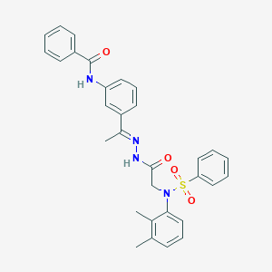 molecular formula C31H30N4O4S B423878 N-[3-(N-{[2,3-dimethyl(phenylsulfonyl)anilino]acetyl}ethanehydrazonoyl)phenyl]benzamide 