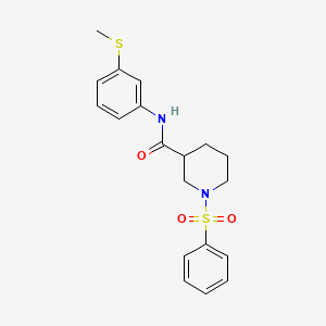 molecular formula C19H22N2O3S2 B4238791 N-[3-(methylthio)phenyl]-1-(phenylsulfonyl)-3-piperidinecarboxamide 
