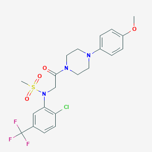 molecular formula C21H23ClF3N3O4S B423882 N-[2-chloro-5-(trifluoromethyl)phenyl]-N-{2-[4-(4-methoxyphenyl)-1-piperazinyl]-2-oxoethyl}methanesulfonamide 