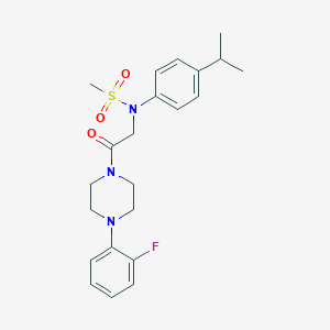 molecular formula C22H28FN3O3S B423883 N-{2-[4-(2-fluorophenyl)-1-piperazinyl]-2-oxoethyl}-N-(4-isopropylphenyl)methanesulfonamide 