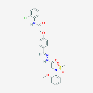 molecular formula C25H25ClN4O6S B423884 N-(2-chlorophenyl)-2-[4-(2-{[2-methoxy(methylsulfonyl)anilino]acetyl}carbohydrazonoyl)phenoxy]acetamide 