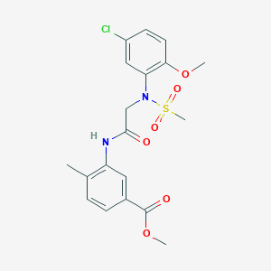 molecular formula C19H21ClN2O6S B423886 Methyl 3-({[5-chloro-2-methoxy(methylsulfonyl)anilino]acetyl}amino)-4-methylbenzoate 