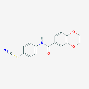 molecular formula C16H12N2O3S B4238862 4-[(2,3-dihydro-1,4-benzodioxin-6-ylcarbonyl)amino]phenyl thiocyanate 