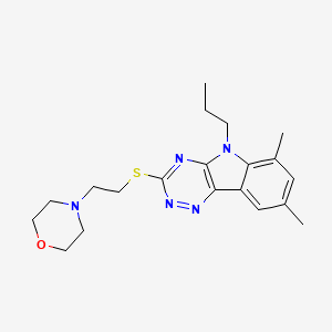molecular formula C20H27N5OS B4238877 6,8-dimethyl-3-{[2-(4-morpholinyl)ethyl]thio}-5-propyl-5H-[1,2,4]triazino[5,6-b]indole 