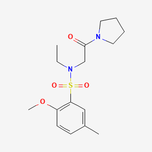 molecular formula C16H24N2O4S B4238895 N-ethyl-2-methoxy-5-methyl-N-[2-oxo-2-(1-pyrrolidinyl)ethyl]benzenesulfonamide 