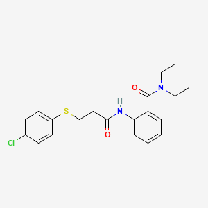 molecular formula C20H23ClN2O2S B4238898 2-({3-[(4-chlorophenyl)thio]propanoyl}amino)-N,N-diethylbenzamide 