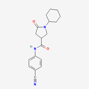 molecular formula C18H21N3O2 B4238952 N-(4-cyanophenyl)-1-cyclohexyl-5-oxo-3-pyrrolidinecarboxamide 