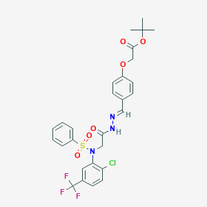 molecular formula C28H27ClF3N3O6S B423896 Tert-butyl [4-(2-{[2-chloro(phenylsulfonyl)-5-(trifluoromethyl)anilino]acetyl}carbohydrazonoyl)phenoxy]acetate 