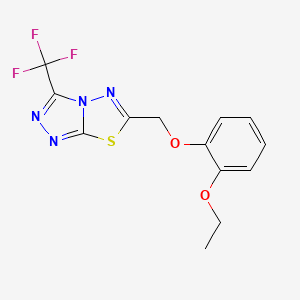 molecular formula C13H11F3N4O2S B4238980 6-[(2-ethoxyphenoxy)methyl]-3-(trifluoromethyl)[1,2,4]triazolo[3,4-b][1,3,4]thiadiazole 