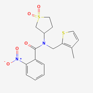 molecular formula C17H18N2O5S2 B4238988 N-(1,1-dioxidotetrahydro-3-thienyl)-N-[(3-methyl-2-thienyl)methyl]-2-nitrobenzamide 