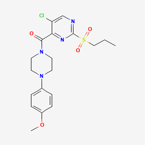 molecular formula C19H23ClN4O4S B4239001 5-chloro-4-{[4-(4-methoxyphenyl)-1-piperazinyl]carbonyl}-2-(propylsulfonyl)pyrimidine 