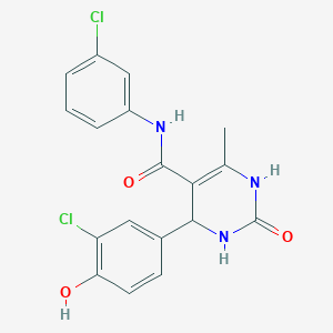 molecular formula C18H15Cl2N3O3 B4239019 4-(3-chloro-4-hydroxyphenyl)-N-(3-chlorophenyl)-6-methyl-2-oxo-1,2,3,4-tetrahydro-5-pyrimidinecarboxamide 
