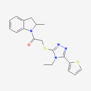 molecular formula C19H20N4OS2 B4239023 1-({[4-ethyl-5-(2-thienyl)-4H-1,2,4-triazol-3-yl]thio}acetyl)-2-methylindoline 