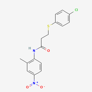 molecular formula C16H15ClN2O3S B4239029 3-[(4-chlorophenyl)thio]-N-(2-methyl-4-nitrophenyl)propanamide 