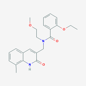 molecular formula C23H26N2O4 B4239033 2-ethoxy-N-[(2-hydroxy-8-methyl-3-quinolinyl)methyl]-N-(2-methoxyethyl)benzamide 