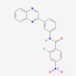 molecular formula C21H13ClN4O3 B4239064 2-chloro-4-nitro-N-[3-(2-quinoxalinyl)phenyl]benzamide 