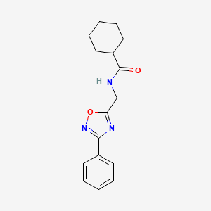 molecular formula C16H19N3O2 B4239109 N-[(3-phenyl-1,2,4-oxadiazol-5-yl)methyl]cyclohexanecarboxamide 
