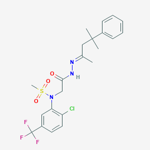 molecular formula C22H25ClF3N3O3S B423911 N-[2-chloro-5-(trifluoromethyl)phenyl]-N-{2-[2-(1,3-dimethyl-3-phenylbutylidene)hydrazino]-2-oxoethyl}methanesulfonamide 