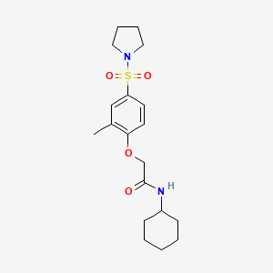 molecular formula C19H28N2O4S B4239125 N-cyclohexyl-2-[2-methyl-4-(1-pyrrolidinylsulfonyl)phenoxy]acetamide 
