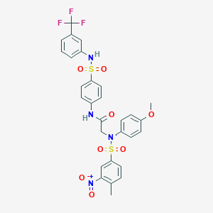 molecular formula C29H25F3N4O8S2 B423913 2-[({3-nitro-4-methylphenyl}sulfonyl)-4-methoxyanilino]-N-(4-{[3-(trifluoromethyl)anilino]sulfonyl}phenyl)acetamide 