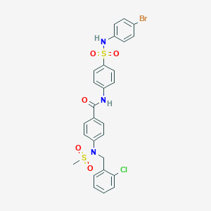 molecular formula C27H23BrClN3O5S2 B423914 N-{4-[(4-bromoanilino)sulfonyl]phenyl}-4-[(2-chlorobenzyl)(methylsulfonyl)amino]benzamide 