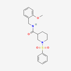 molecular formula C20H24N2O4S B4239144 N-(2-methoxybenzyl)-1-(phenylsulfonyl)-3-piperidinecarboxamide 